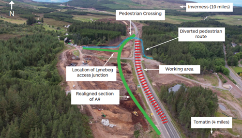 Map depicting the diversion at Lynebeg