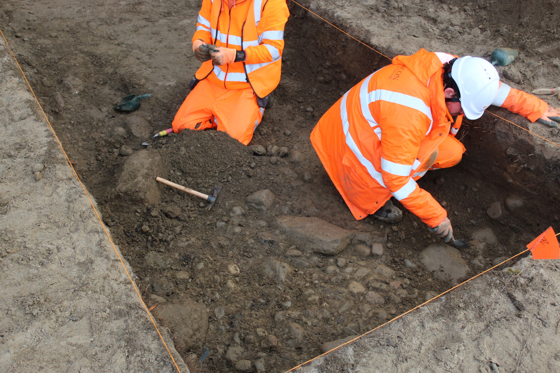Background image - A9 Tctob Excavating The Cobbled Surface Of Wades Military Road